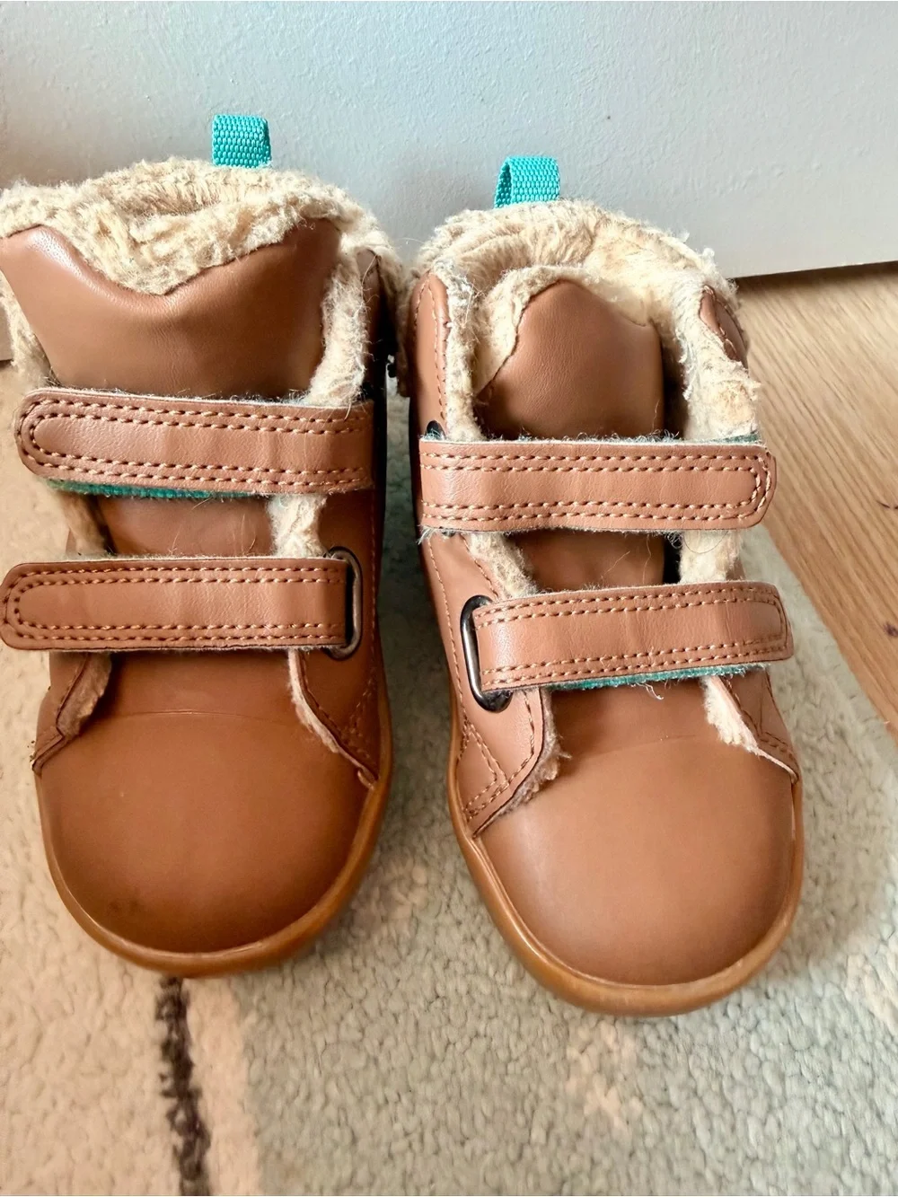 Toddler Brown Fleece-Lined Velcro Walker Boots